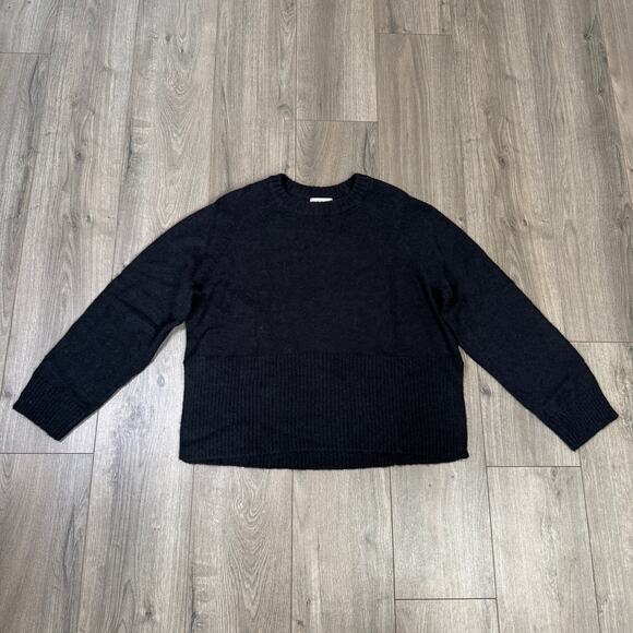 J.Crew High Rib Pullover Sweater Womens Plus XXL Black Wool Blend Relaxed Fit - Picture 2 of 6